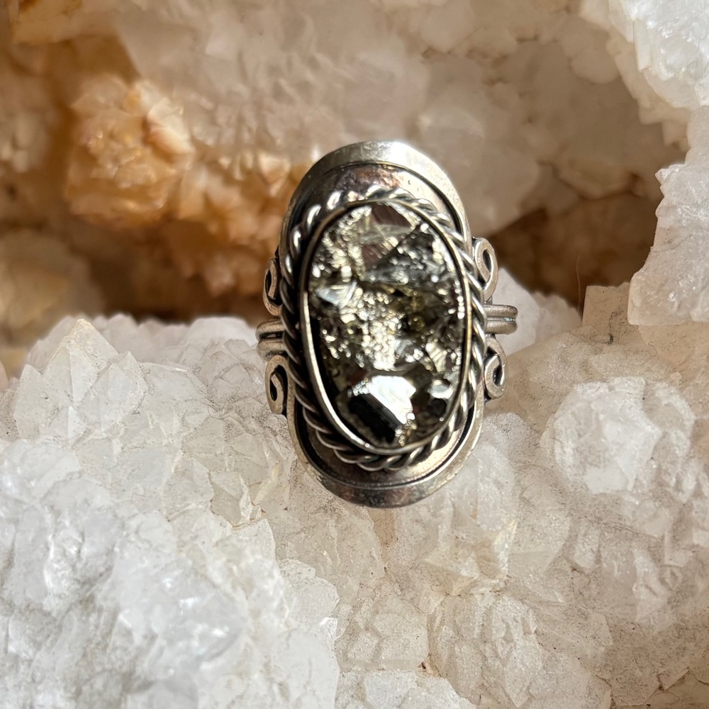 Pyrite Druzy Ring